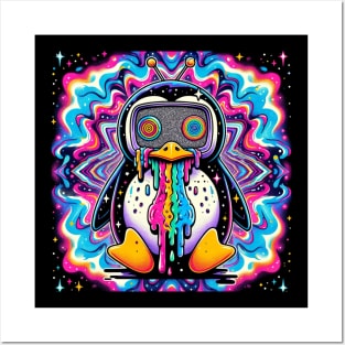 trippy alien penguin Posters and Art